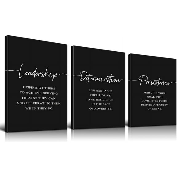 Inspirational Wall Art Motivational Wall Art Leadership Determination Persistence Wall Decor Office Art Positive Quotes Wall Decor Motivational Posters for Office Decor (12''''Wx16''''Hx3PCS)