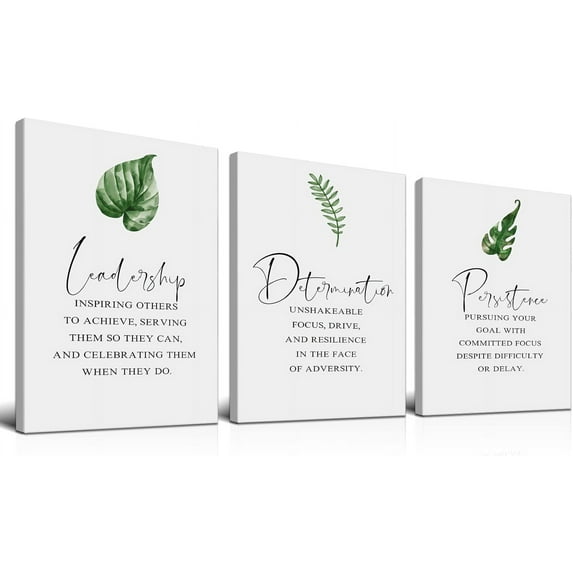 Inspirational Wall Art Motivational Wall Art Leadership Determination Persistence Wall Decor Office Art Positive Quotes Wall Decor Motivational Posters for Office Decor (12''''Wx16''''Hx3PCS)