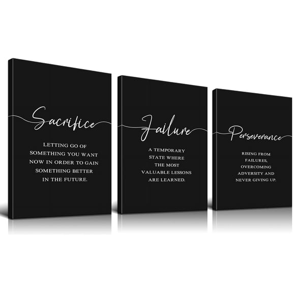 Inspirational Wall Art Motivational Wall Art Sacrifice Failure Perseverance Wall Decor Office Decor Quotes Wall Decor Inspirational Posters Positive Wall Decor for Office Decor (12''''Wx16''''Hx3PCS)
