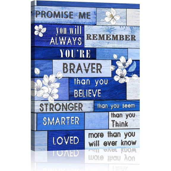 Inspirational Wall Art for Office Bathrooms Motivational Wall Decor Quotes Theme Canvas Wall Art Home Office Artwork Decor Prints with Framed blue 12"x16"