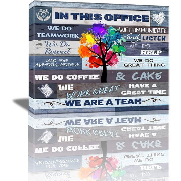 Inspirational Wall Art For Office Motivational Canvas Decor Teamwork Theme We Are A Team Poster Quotes Office Wall Decor Rustic Canvas Print Framed For Office Positive Quotes Gifts 16x12 Inch\u2026