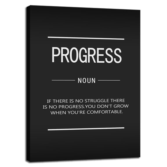 Inspirational Wall Art for Office Motivational Canvas Painting Progress Noun Inspirational Posters Inspiring Quotes Pictures Prints Artwork Bedroom Living Room Wall Decor poster