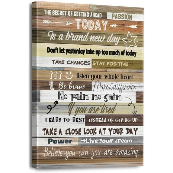 Inspirational Wall Art for Office Motivational Theme Wall Art for Women Positive Quotes Wall Decor for Women Motivational Canvas Prints Framed Modern Office Decor Brown Canvas Artwork Size-12x16 inch