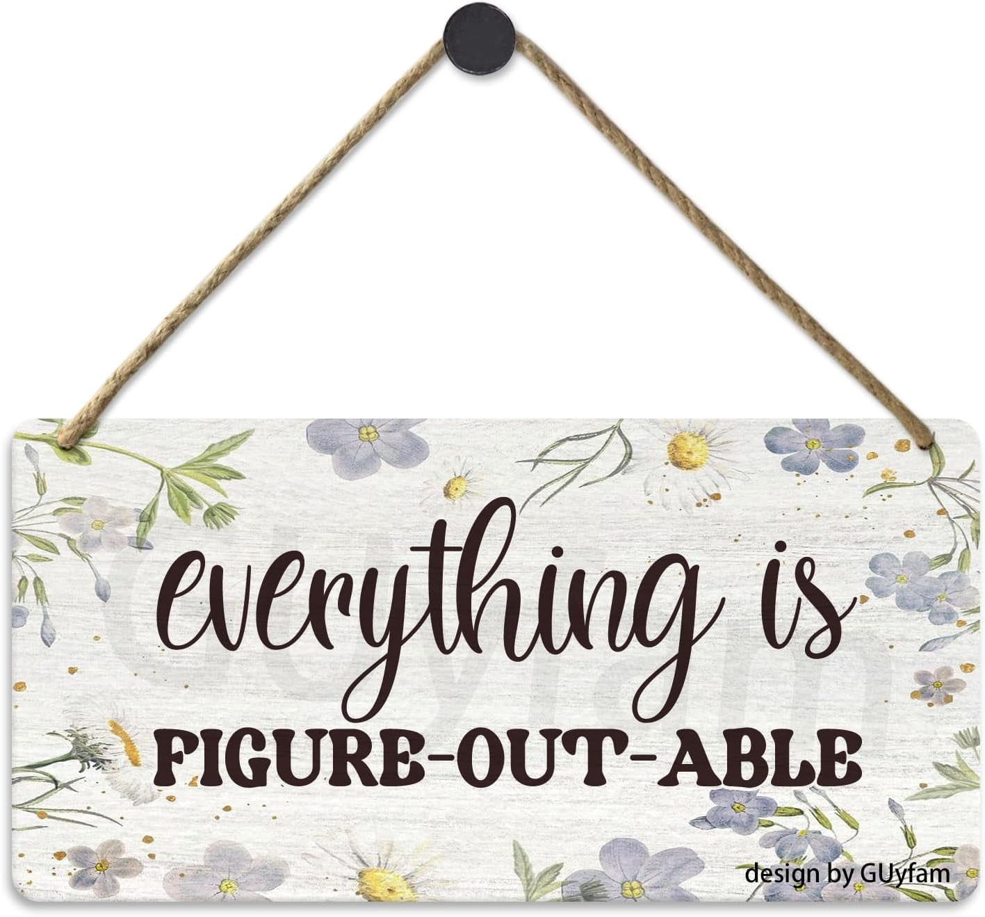 Inspirierendes Holzschild Für Den Schreibtisch – „Everything Is Figureoutable“, Bauernhaus Design, 20,3 X 10,2 Cm