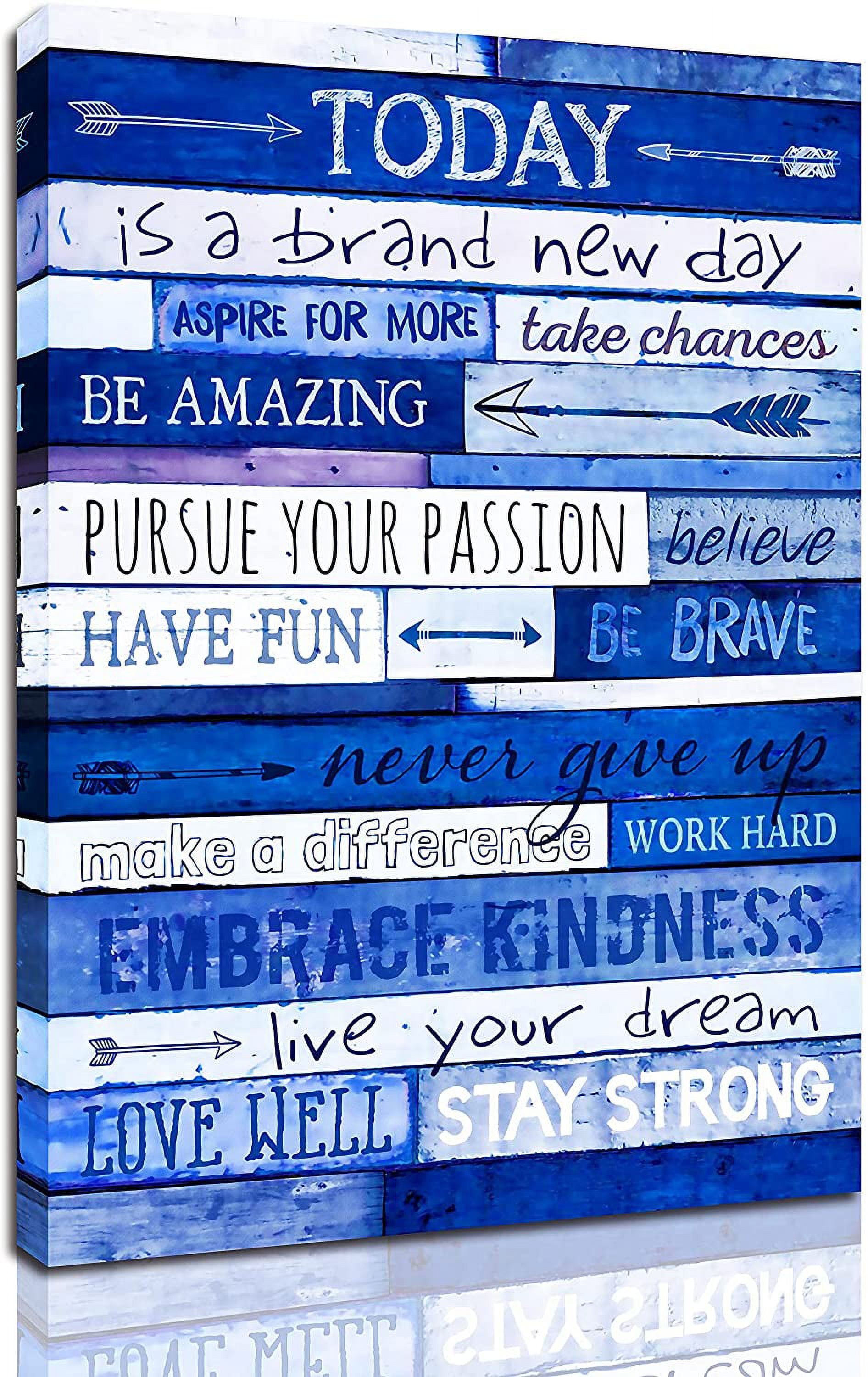 Inspirational WallArt Positive Quotes Office Wall Decor Blue