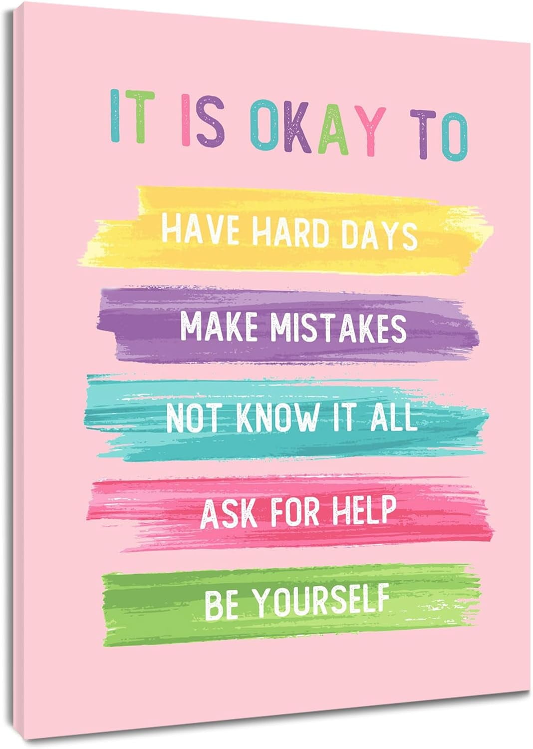 Inspirational Wall Art Positive Quotes on Pink Canvas Wall Art