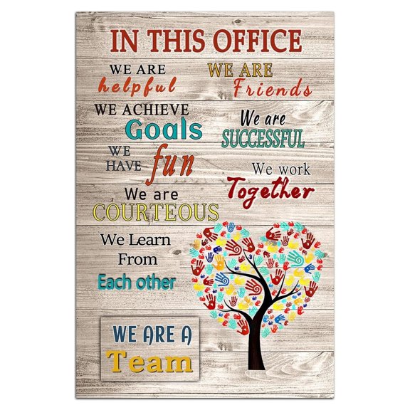 Inspirational Wall Art Poster - Positive Office Wall Decor Print Canvas In This Office We Are A Team Best Motivational Quotes Modern Office Decorations