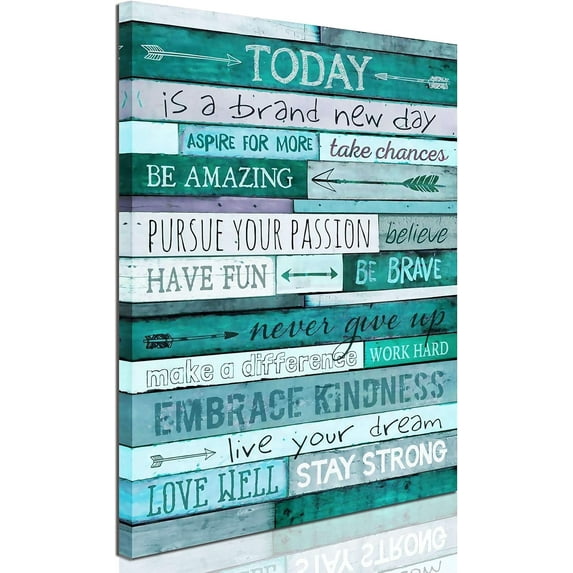 Inspirational Wall-Art - Quotes Office Teal Decor For Bedroom - Word Artwork For Home Walls Size 12x16