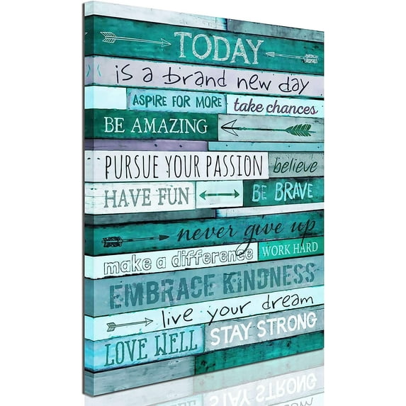 Inspirational Wall-Art - Quotes Office Teal Decor For Bedroom - Word Artwork For Home Walls Size 12x16