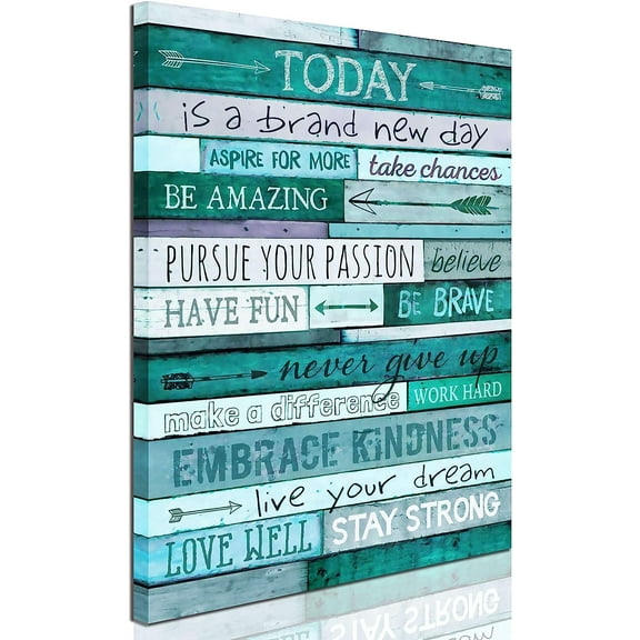 Inspirational Wall-Art - Quotes Office Teal Decor For Bedroom - Word Artwork For Home Walls Size 12x16