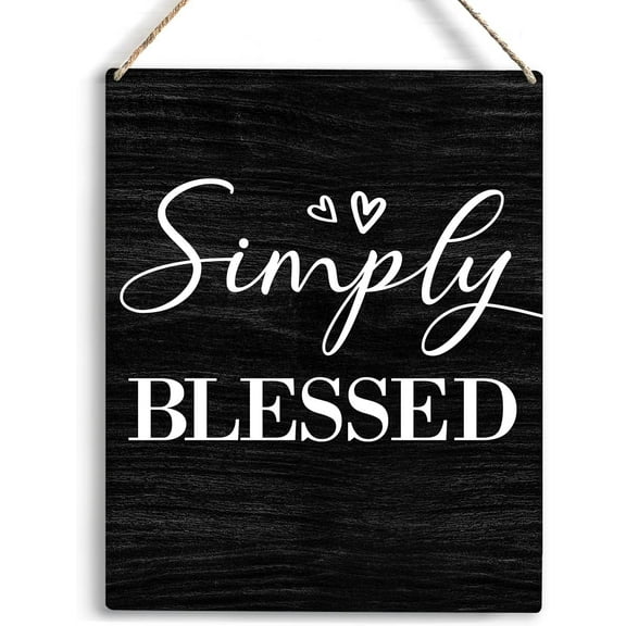 Inspirational Wall Art Simply Blessed Sign Christian Religious Gifts for Women Men Christian Bible Verse Wall Art Blessed Signs for Home Decor Thanksgiving Wooden Hanging Sign 8x10 Inch