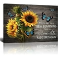 thumbnail image 1 of Inspirational Wall Art Sunflower Wall Decor Bible Verse Blue Butterfly Canvas Print Paintings Framed Inspirational Quotes Pictures Modern Home Decor For Living Room Kitchen Bathroom 12x16 Inch, 1 of 6