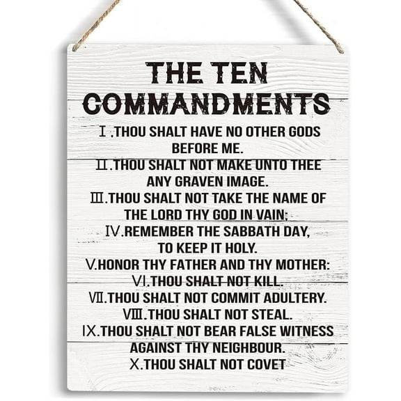 Inspirational Wall Art The Ten Commandments Wall Art Christian Bible Verse Wall Art Religious Home Wall Decor 10x8 Inches Rustic Christian Wooden Hanging Sign For Living Room Bedroom Office