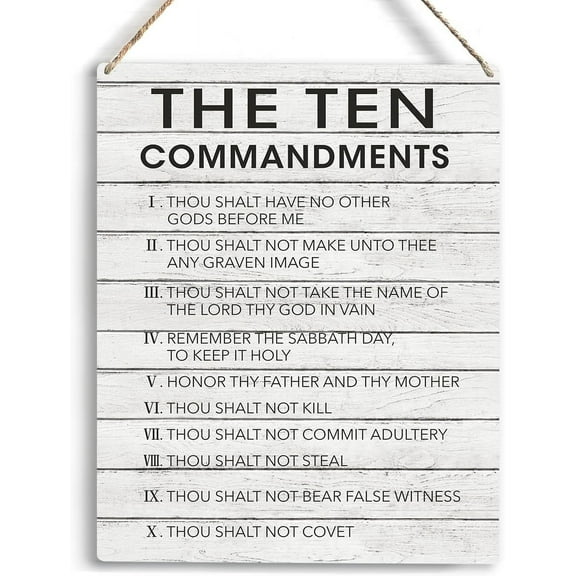 Inspirational Wall Art The Ten Commandments Wall Art Christian Bible Verse Wall Art Religious Home Wall Decor 8x10 Inch Rustic Christian Wooden Hanging Sign for Living Room Bedroom Office