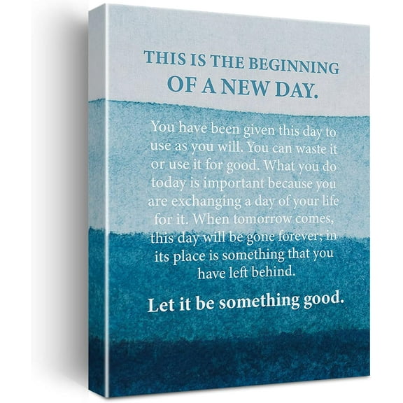 Inspirational Wall Art This Is the Beginning of a New Day Quote Canvas Painting Prints for Home Living Room Wall Decor Framed Motivational Artwork Gifts(12x15 Inch)