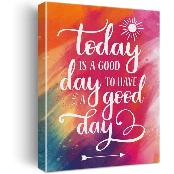 Inspirational Wall Art Today is a Good Day Quote Watercolor Canvas Painting Prints for Home Wall Decor Framed Motivational Artwork Gifts(12x15 Inch)