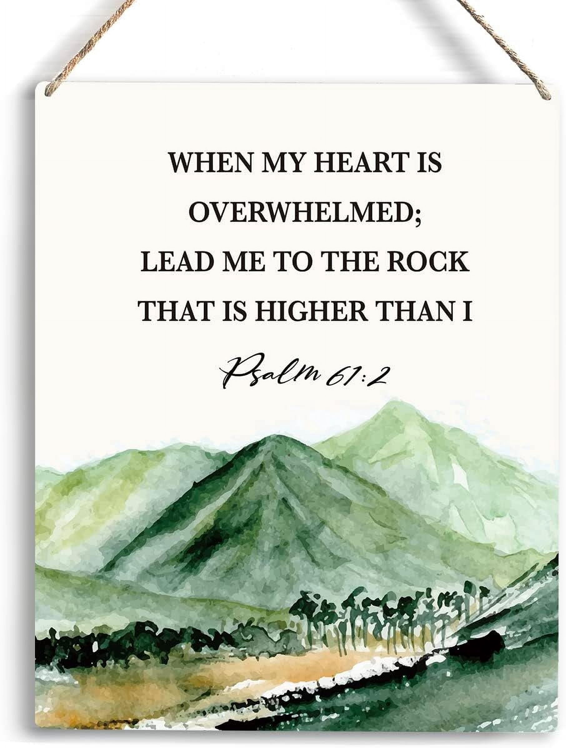 "When My Heart Is Overwhelmed" Bible Verse Sticker - 5 Inch Vinyl Decal With Hand-Drawn Flowers