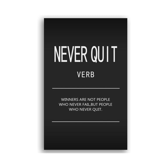Inspirational Wall Art for Perseverance - Never Quit Verb Motivational Canvas Print for Living Room and Home Office