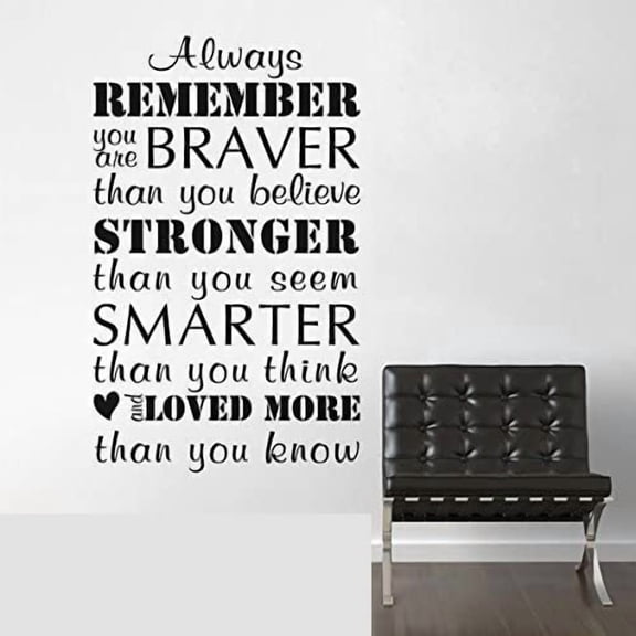 Inspirational Wall Decal Sticker Always Remember You are Braver Office School Wall