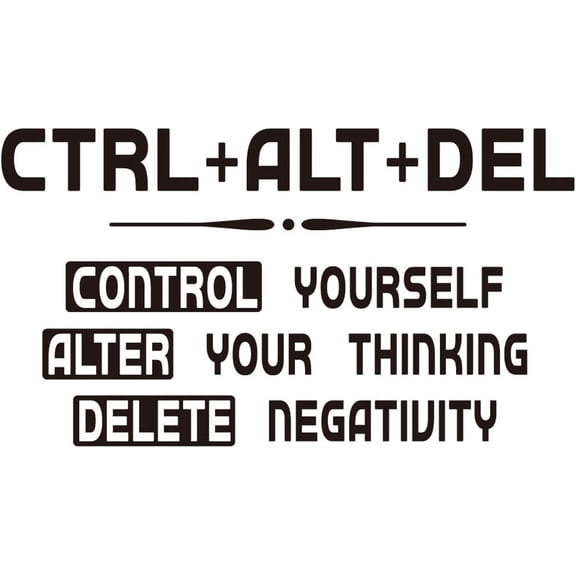 Inspirational Wall Decals Ctrl+Alt+Del Wall Sticker Office Gym Motivational Wall Decals