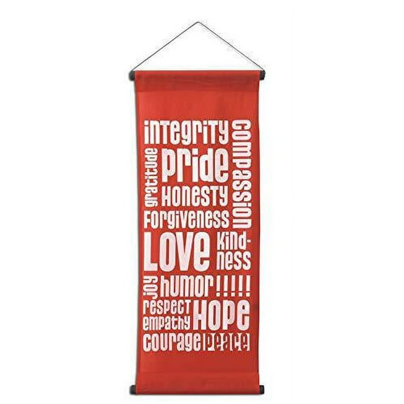 Inspirational Wall Decor Banner, Inspiring Quote Scroll, Affirmation Motivational Uplifting Message Decoration, Thought Saying Tapestry Integrity Color: Bright Red