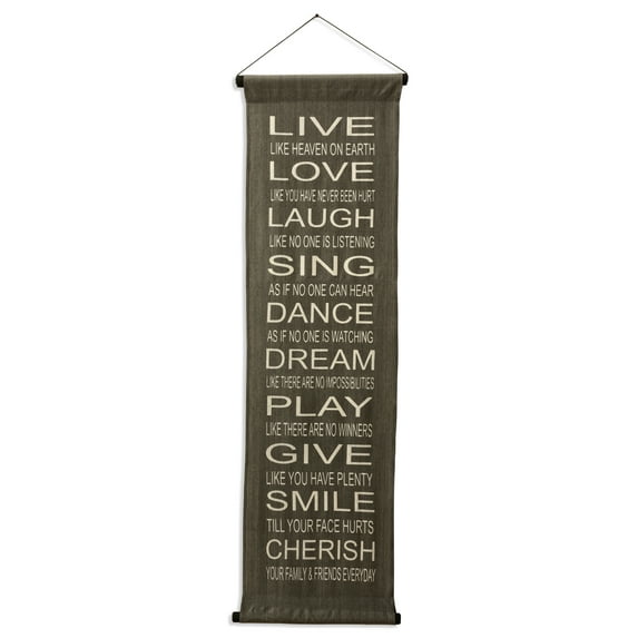 Inspirational Wall Decor Banner, Inspiring Quote Scroll, Affirmation Motivational Uplifting Message, Thought Saying Tapestry Live, Love, Laugh, Sing Color: Gray