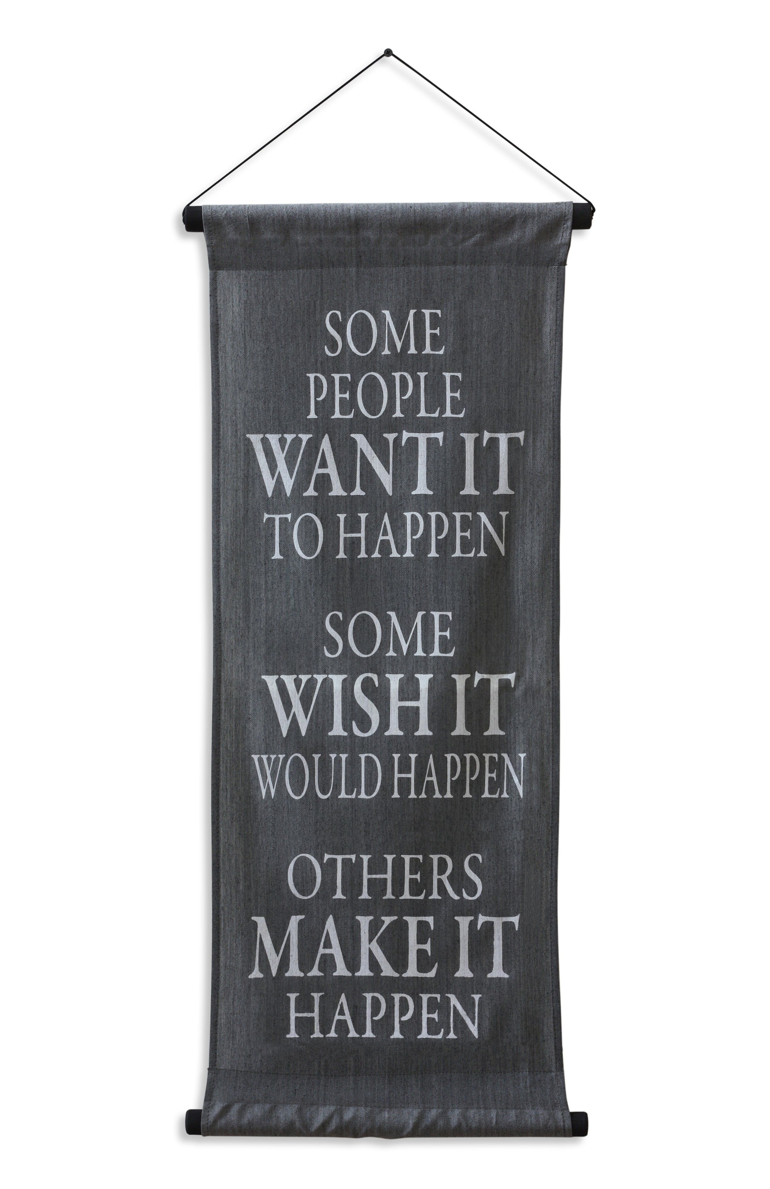 Gray Cotton Inspirational Wall Decor Banner with Quote