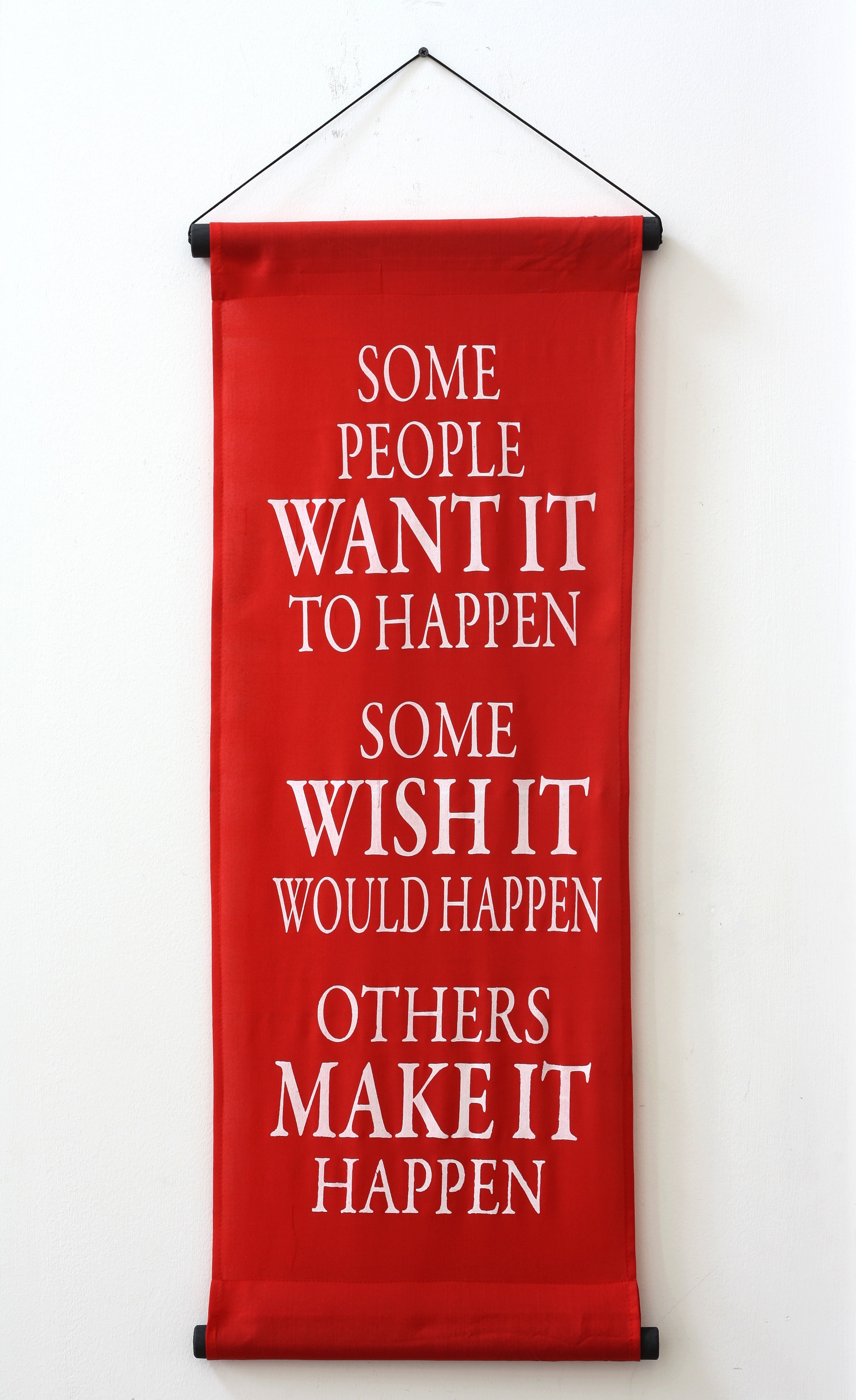 Bright Red Cotton Inspirational Wall Decor Banner with Quote