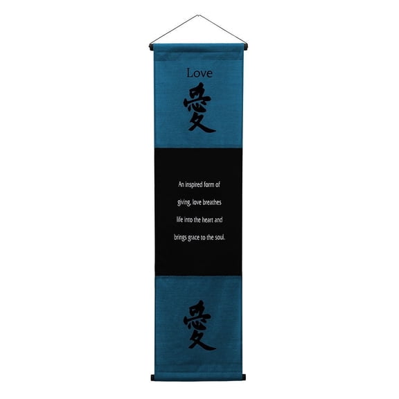 Inspirational Wall Decor "Love" Banner Large, Inspiring Quote Wall Hanging Scroll, Affirmation Motivational Uplifting Art, Thought Saying Tapestry Color: Blue