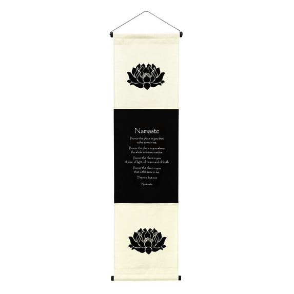 Inspirational Wall Decor Namaste Banner Art, Inspiring Quote Wall Hanging Scroll, Affirmation Motivational Uplifting Message, Thought Saying Tapestry Namaste Color: Cream/Off White