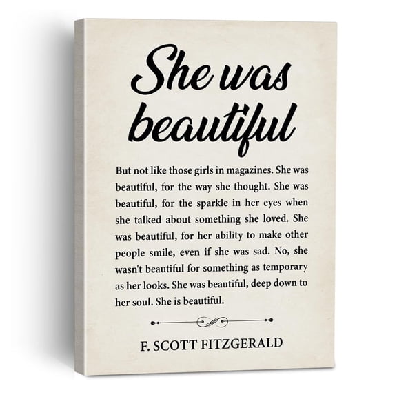 Inspirational Wall Decor for Women, Positive Female Quote Canvas Painting Framed Wall Art Decor for Home Bedroom Dorm, Motivational She Was Beautiful Quotes Canvas Poster Print Decorative Gifts