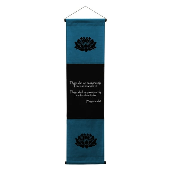Inspirational Wall Decor Yogananda Banner Art, Inspiring Quote Wall Hanging Scroll, Affirmation Motivational Uplifting Message, Thought Saying Tapestry Yogananda Color: Blue