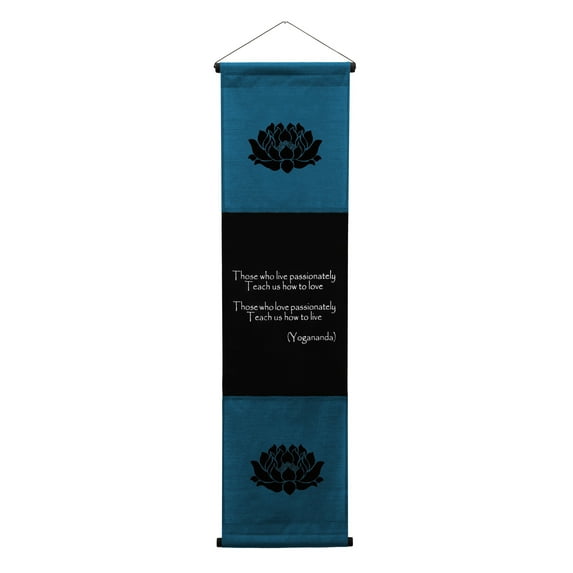 Inspirational Wall Decor Yogananda Banner Art, Inspiring Quote Wall Hanging Scroll, Affirmation Motivational Uplifting Message, Thought Saying Tapestry Yogananda Color: Blue