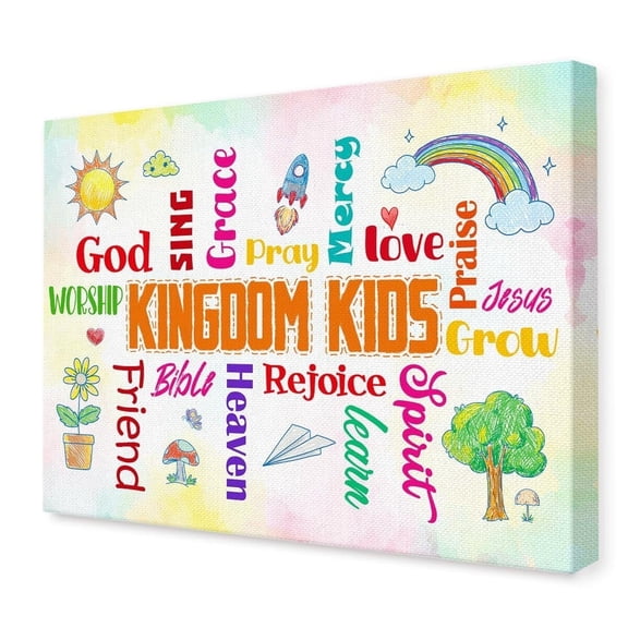Inspirational Wall Decor for Classroom,Kingdom Kids Positive Canvas Wall Decor for Christian Kids Room Nursery