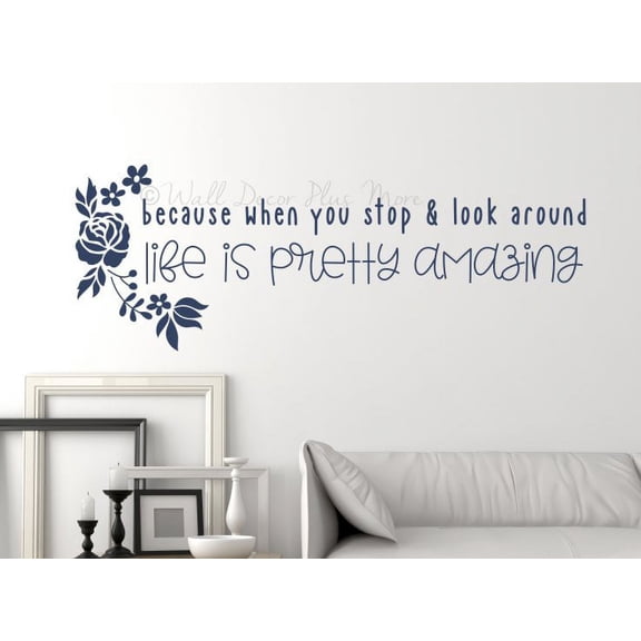 Inspirational Wall Quote Decals Life Is Amazing Vinyl Wall Word Stickers 36x14-Inch Deep Blue