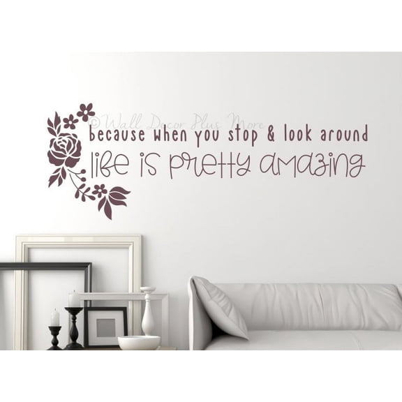 Inspirational Wall Quote Decals Life Is Amazing Vinyl Wall Word Stickers 36x14-Inch Eggplant