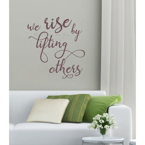 Inspirational Wall Quotes | Rise By Lifting Others | Vinyl Sticker Decals 21.5x23-Inch Eggplant
