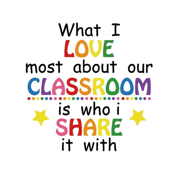 Inspirational Wall Sticker Colorful Letter Decals What I Love Most Our Love and Share Classroom Rainbow Wall Decor Classroom Decal School Playroom