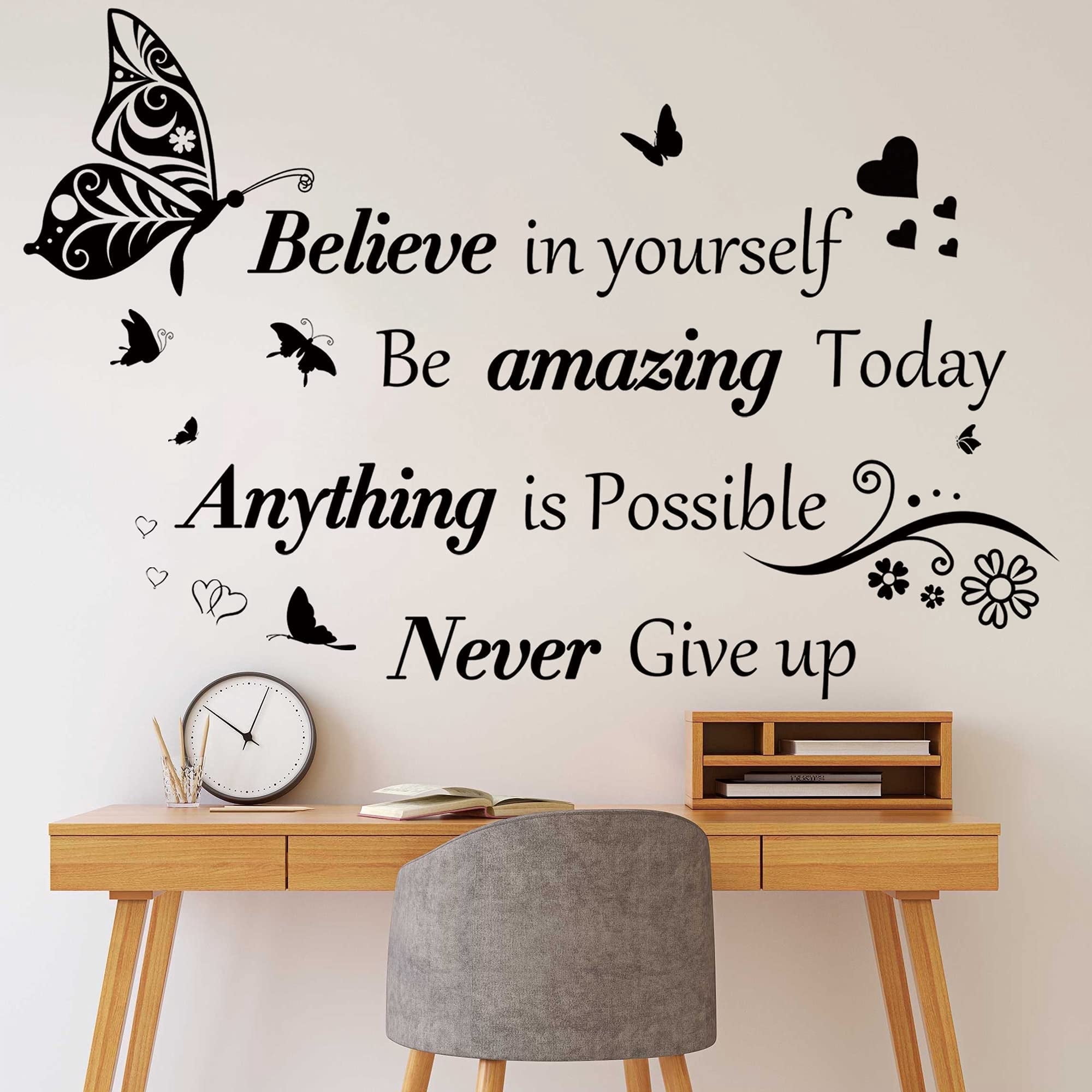 Neasyth Inspirational Wall Stickers Quotes Letter Wall Art, 4 Sheets ...