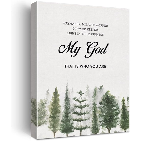 Inspirational Waymaker Miracle Worker Promise Keeper Quote Print Canvas Wall Art Home Office Decor Christian Painting 12x15 Canvas Poster Framed Ready to Hang Living Room Decor