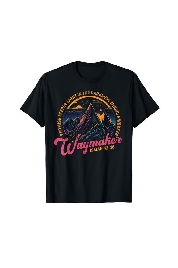 Inspirational Waymaker Vintage Mountain Landscape T-Shirt for Hope and Guidance