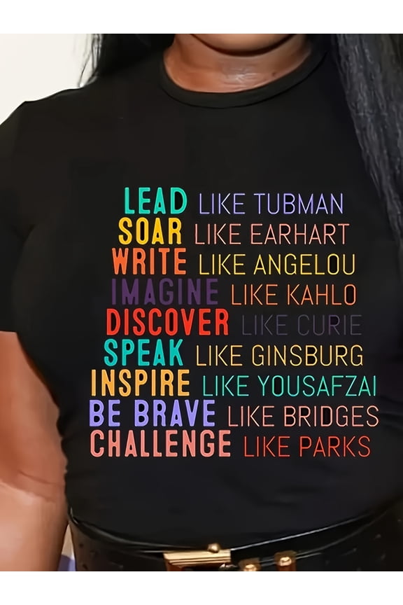 Inspirational Women Leaders Graphic Tee Retro Empowerment T-Shirt Feminist Historical Figures Harriet Tubman Maya Angelou Rosa Parks Cotton Top