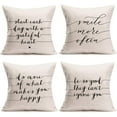 thumbnail image 1 of Inspirational Words Cotton Linen Throw Pillow Cases Home Decor Best Office Gift Cushion Cover Smile, Happy Lettering Pillowslip Standard 18x18 Inch, Set of 4, 1 of 6