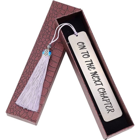 Inspirational Words Stainless Steel Bookmarks with Tassel & Envelop Graduation Bookmarks Gift for Kids Students Daughter Son from Mom Dad Friends - On to The Next Chapter