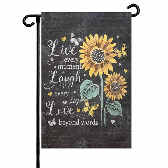Inspirational Words Sunflower Garden Flags for Outside Farmhouse Vintage Floral Double Sided Yard Flags Outdoor House Decoration, Small 12X18 Inch,