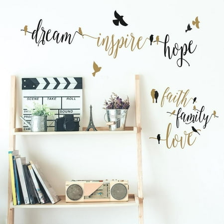 Inspirational Words with Birds Wall Decals