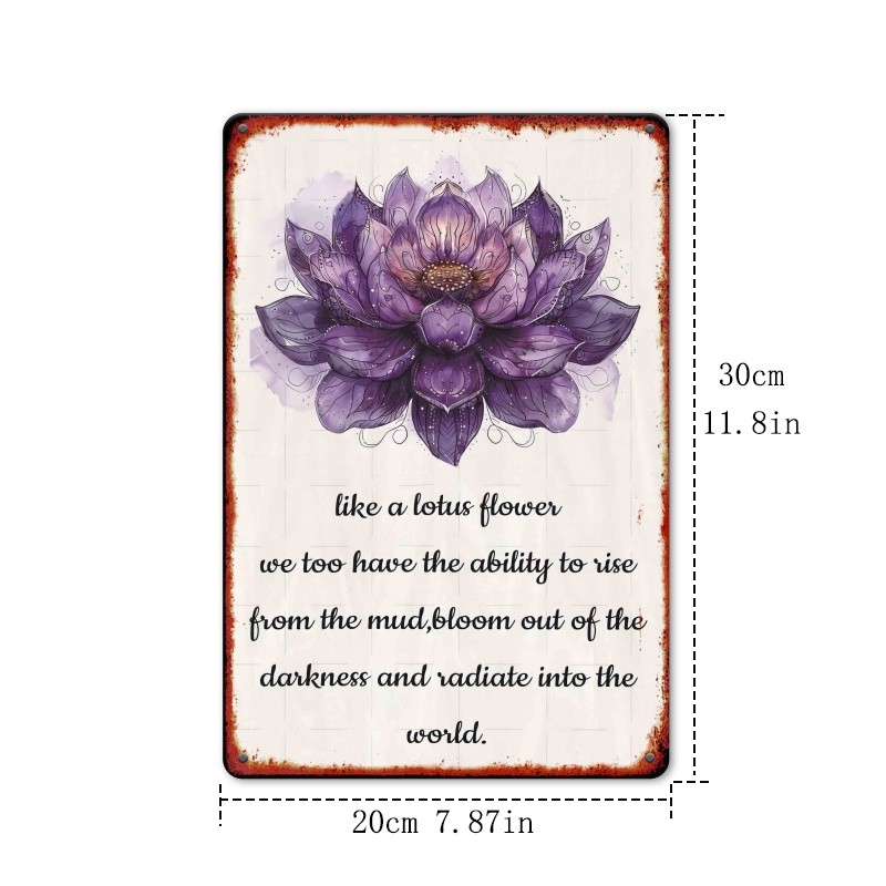 Inspirational for Lotus Flower Quote , Rustic Wall Art Decor Tin Metal ...