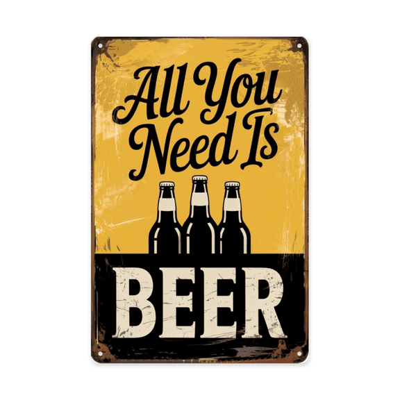 Inspirational quote wall decor featuring Beer Is You Need Metal Tin Sign Tavern Bar Decor Perfect For Hanging In Basement Game Room Rustic Vintage Finish Gift 8x12 inch metal sign for living room