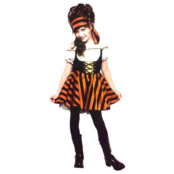 Inspirations Girls Red & Black Striped Pirates Dress Halloween Costume M (7-8)