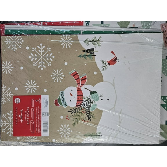 Inspirations From Hallmark Designed Christmas Holiday Gift Boxes, 9 Count, Large 16 x 11.2 x 2.2 In (40.6 x 28.4 x 5.5 cm), Medium 14.2 x 9.5 x 1.8 In (36 x 24.1 x 4.5 cm), Small 11 x 8 x 1.4 In